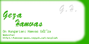 geza hamvas business card